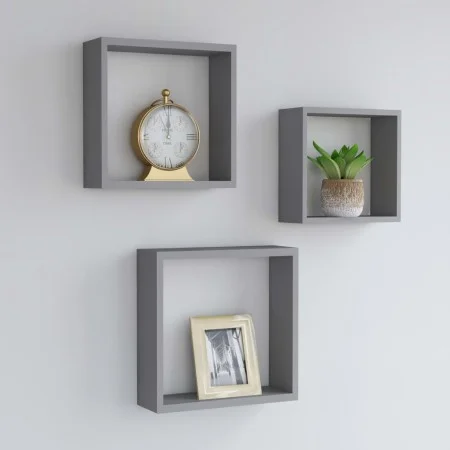 Cube wall shelves 3 units gray MDF by vidaXL, Shelves and shelves - Ref: Foro24-323951, Price: 32,60 €, Discount: %