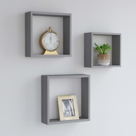 Würfelwandregale 3 Einheiten aus grauem MDF von vidaXL, Regale und Regale - Ref: Foro24-323951, Preis: 33,07 €, Rabatt: %
