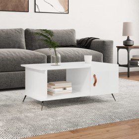 Mesa de centro madera contrachapada blanco brillo 90x50x40 cm en Mesas de centro | Comprar online en Foro24