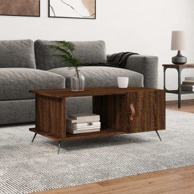Mesa de centro madera contrachapada roble marrón 90x50x40 cm Mesa de centro madera contrachapada roble marrón 90x50x40 cm