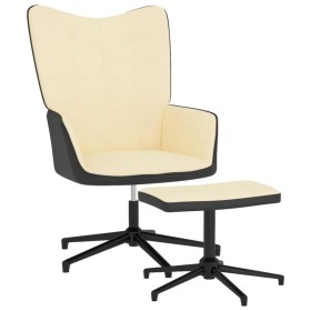 Relax chair with cream velvet and PVC footstool by vidaXL, Armchairs - Ref: Foro24-327851, Price: 117,04 €, Discount: %