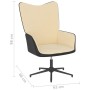 Silla de relax con taburete terciopelo y PVC crema