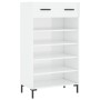 Mueble zapatero madera contrachapada blanco brillo 60x35x105 cm
