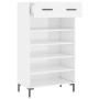 Mueble zapatero madera contrachapada blanco brillo 60x35x105 cm