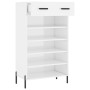 Mueble zapatero madera contrachapada blanco brillo 60x35x105 cm en Armarios y almacenamiento | Comprar online en Foro24