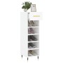 Mueble zapatero madera contrachapada blanco brillo 30x35x105 cm