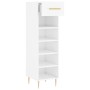 Mueble zapatero madera contrachapada blanco brillo 30x35x105 cm