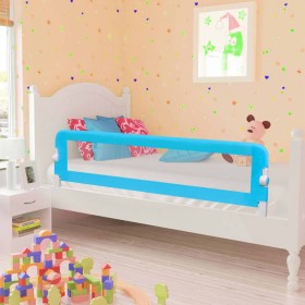 Barandilla de seguridad cama de niño poliéster azul 120x42 cm