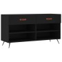 Banco zapatero madera de ingeniería negro 102x35x55 cm
