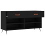 Banco zapatero madera de ingeniería negro 102x35x55 cm