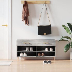 Banco zapatero madera de ingeniería gris Sonoma 102x35x55 cm Banco zapatero madera de ingeniería gris Sonoma 102x35x55 cm
