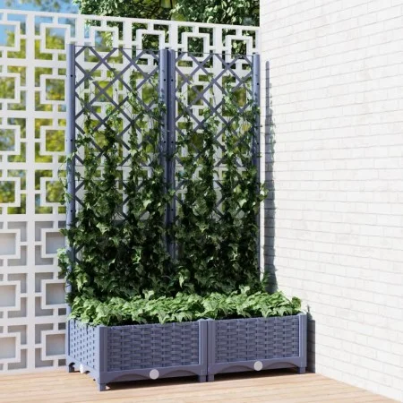 Planter with trellis PP dark gray 80x40x121.5 cm by vidaXL, Pots and planters - Ref: Foro24-318250, Price: 55,38 €, Discount: %