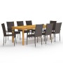 Juego de comedor de jardín de 9 piezas marrón