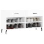 Banco zapatero madera de ingeniería blanco brillo 102x35x55 cm