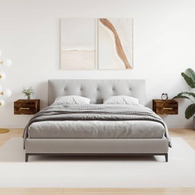 Mesitas de noche de pared 2 uds color roble ahumado 35x35x20 cm Mesitas de noche de pared 2 uds color roble ahumado 35x35x20 cm