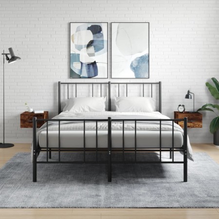 Mesitas de noche de pared 2 uds color roble ahumado 35x35x20 cm