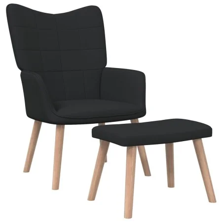 Sillón de relax con reposapiés tela negro de vidaXL, Sillones - Ref: Foro24-327936, Precio: 135,28 €, Descuento: %