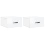 Mesitas de noche de pared 2 uds blanco brillo 35x35x20 cm