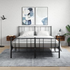Mesitas de noche de pared 2 uds color roble ahumado 35x35x20 cm Mesitas de noche de pared 2 uds color roble ahumado 35x35x20 cm