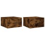 Mesitas de noche de pared 2 uds color roble ahumado 35x35x20 cm
