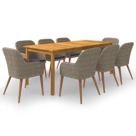Juego de comedor para jardín de 9 piezas marrón Juego de comedor para jardín de 9 piezas marrón