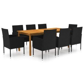 Juego de comedor de jardín de 9 piezas negro en Conjuntos de jardín | Comprar online en Foro24