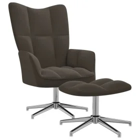 Silla de relajación con taburete terciopelo gris oscuro de vidaXL, Sillones - Ref: Foro24-328129, Precio: 152,08 €, Descuento: %