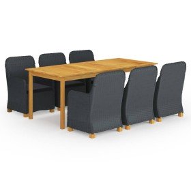 Juego de comedor para jardín de 7 piezas gris oscuro