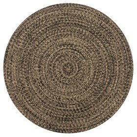 Alfombra hecha a mano de yute negra y natural 150 cm
