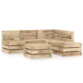 Set de muebles de jardín 6 pzas madera de pino impregnada verde Set de muebles de jardín 6 pzas madera de pino impregnada verde