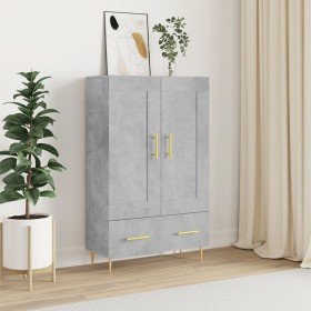 Aparador alto madera de ingeniería gris hormigón 69,5x31x115 cm Aparador alto madera de ingeniería gris hormigón 69,5x31x115 cm