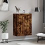 Armario de pared madera ingeniería roble ahumado 69,5x34x90 cm