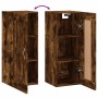 Armario de pared madera ingeniería roble ahumado 34,5x34x90 cm