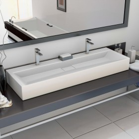 Lavabo 120x46x11 cm resina mineral/mármol blanco