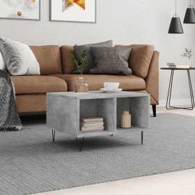 Mesa de centro madera contrachapada gris hormigón 60x50x36,5 cm Mesa de centro madera contrachapada gris hormigón 60x50x36,5 cm