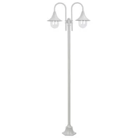 Gartenstraßenlampe mit 2 weißen Aluminiumlampen E27 220 cm von vidaXL, Außenbeleuchtung - Ref: Foro24-44208, Preis: 127,45 €,...