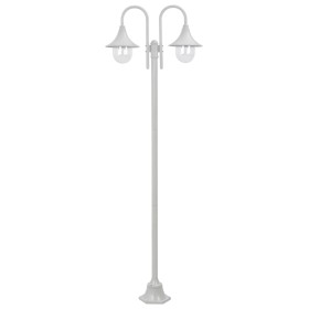 Gartenstraßenlampe mit 2 weißen Aluminiumlampen E27 220 cm von vidaXL, Außenbeleuchtung - Ref: Foro24-44208, Preis: 129,99 €,...