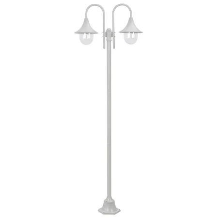 Gartenstraßenlampe mit 2 weißen Aluminiumlampen E27 220 cm von vidaXL, Außenbeleuchtung - Ref: Foro24-44208, Preis: 127,39 €,...