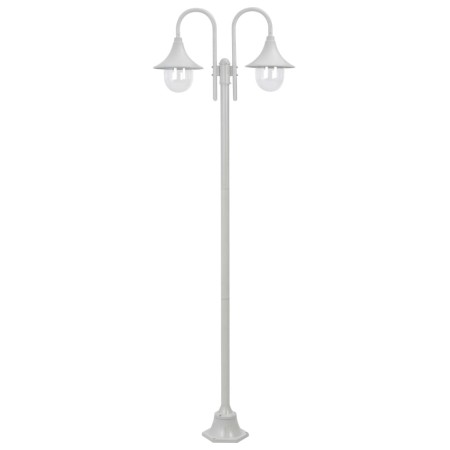 Gartenstraßenlampe mit 2 weißen Aluminiumlampen E27 220 cm von vidaXL, Außenbeleuchtung - Ref: Foro24-44208, Preis: 129,99 €,...