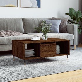 Mesa de centro madera contrachapada marrón roble 90x50x36,5 cm Mesa de centro madera contrachapada marrón roble 90x50x36,5 cm