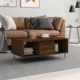 Mesa de centro madera contrachapada marrón roble 90x50x36,5 cm Mesa de centro madera contrachapada marrón roble 90x50x36,5 cm