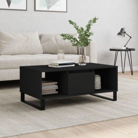 Mesa de centro madera contrachapada negro 90x50x36,5 cm Mesa de centro madera contrachapada negro 90x50x36,5 cm