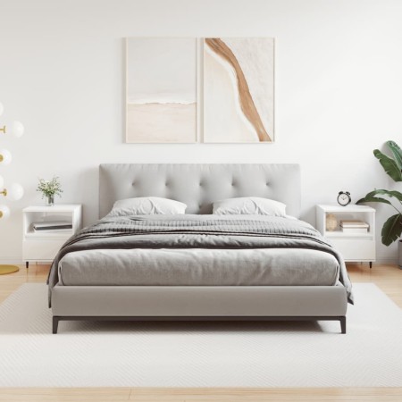 Mesitas noche 2 uds madera ingeniería blanco brillo 40x35x50 cm