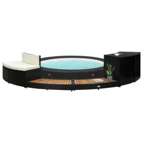 Whirlpool-Rand aus PE-Rattan, schwarzem Akazienholz von vidaXL, Pool- und Spa-Zubehör - Ref: Foro24-310092, Preis: 384,96 €, ...