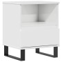 Mesita de noche madera contrachapada blanco brillo 40x35x50 cm