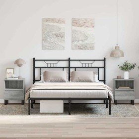 Mesita de noche 2 uds madera ingeniería gris Sonoma 40x35x50 cm Mesita de noche 2 uds madera ingeniería gris Sonoma 40x35x50 cm