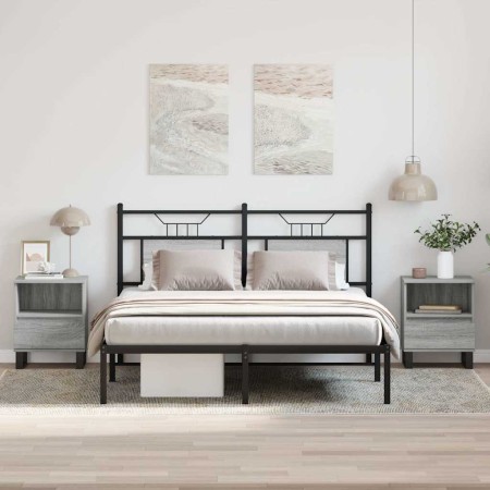 Mesita de noche 2 uds madera ingeniería gris Sonoma 40x35x50 cm