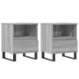 Mesita de noche 2 uds madera ingeniería gris Sonoma 40x35x50 cm