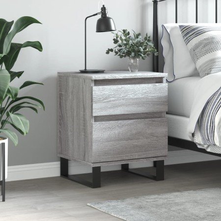 Mesita de noche madera de ingeniería gris Sonoma 40x35x50 cm