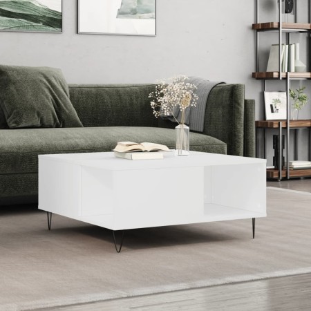 Mesa de centro madera contrachapada blanco 80x80x36,5 cm